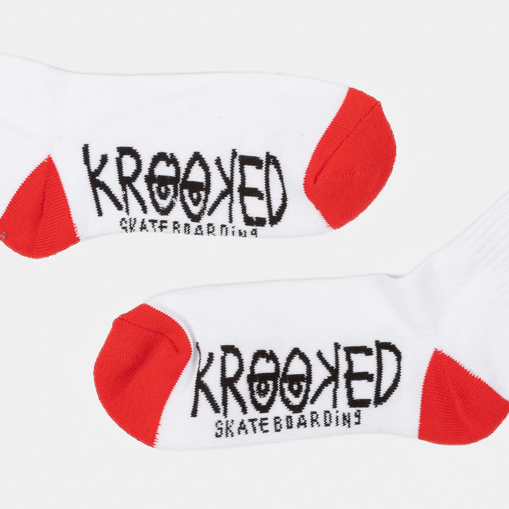 Krooked Skateboards - Eyes Socks - White / Red / Navy / Yellow