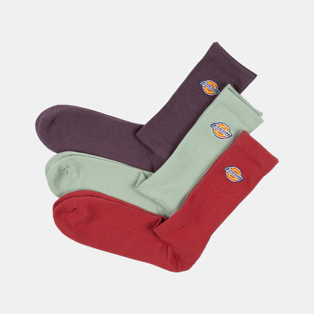Dickies - Valley Grove (3 Pack) Socks - Purple / Red / Mint