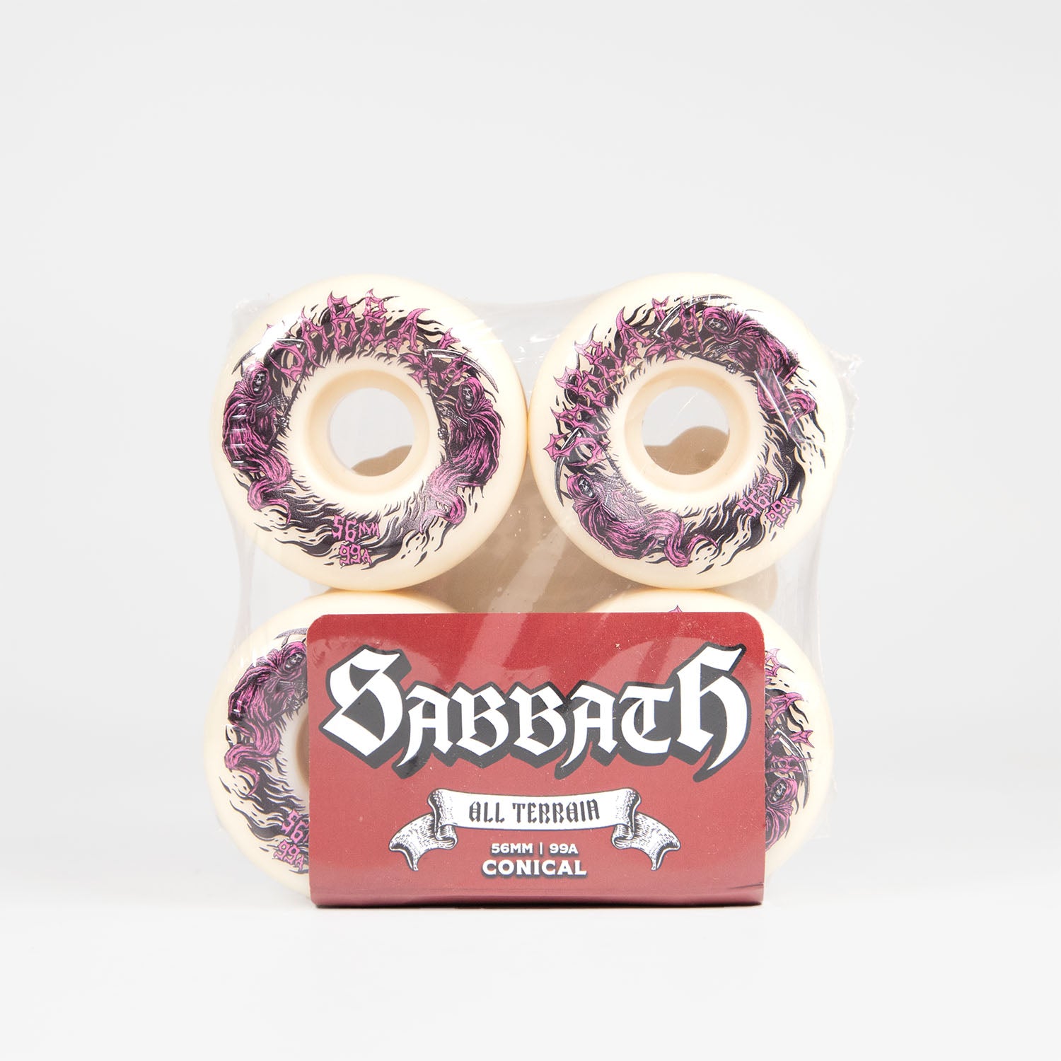 Sabbath Wheels - 56mm (99a) Death Wizard Conical Skateboard Wheels - White