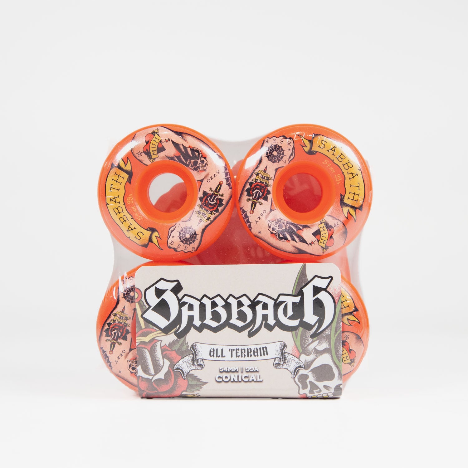 Sabbath Wheels - 54mm (99a) Geeza Conical Skateboard Wheels - Orange
