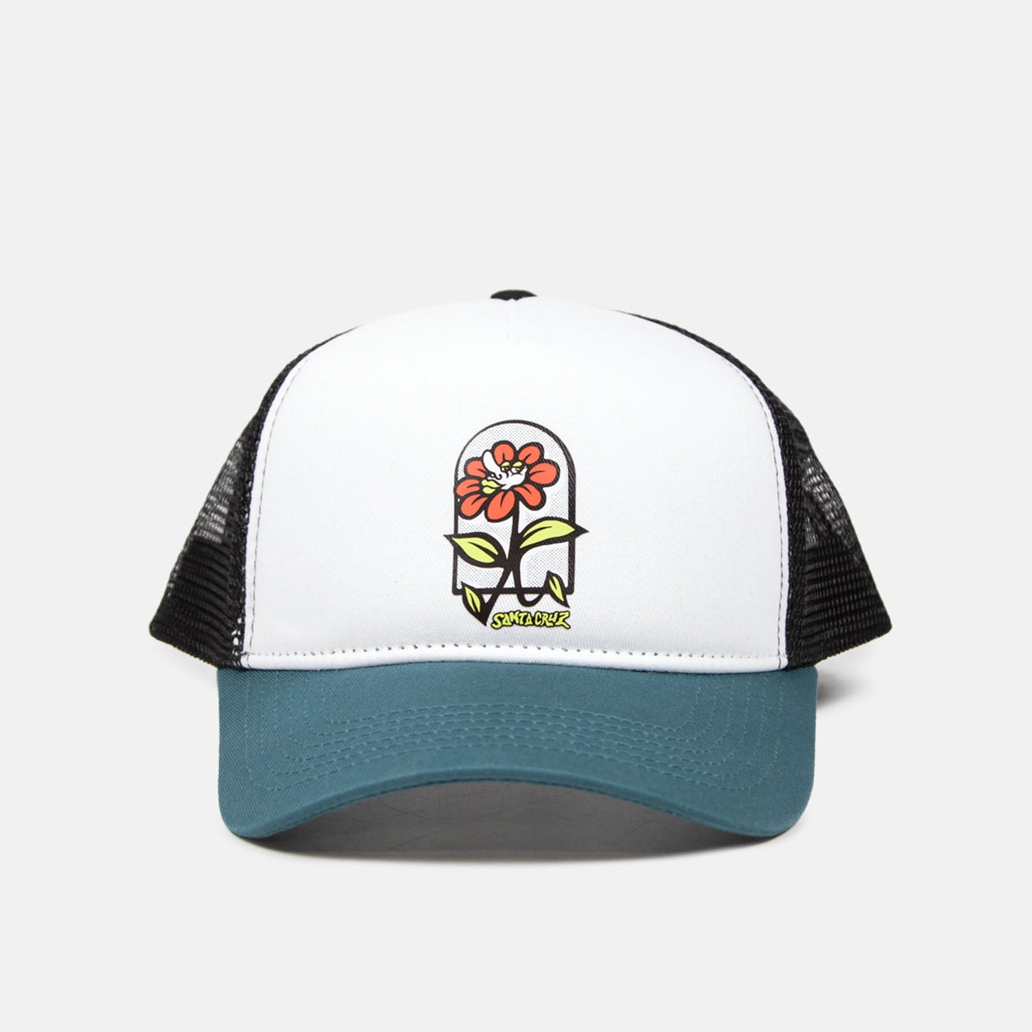 Santa Cruz - Flower Guy Meshback Cap - White / Teal