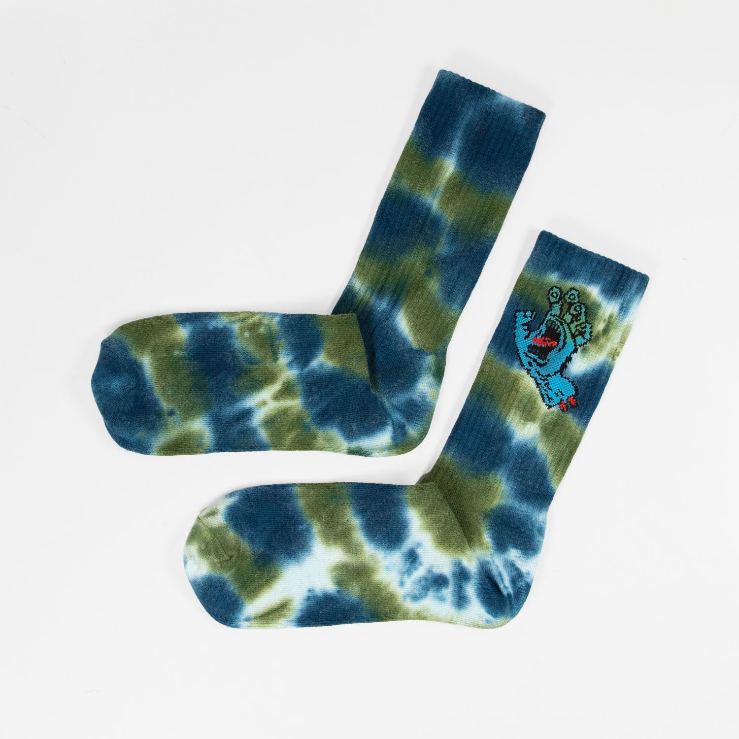 Santa Cruz - Screaming Hand Tie Dye Sock - Teal Tie Dye