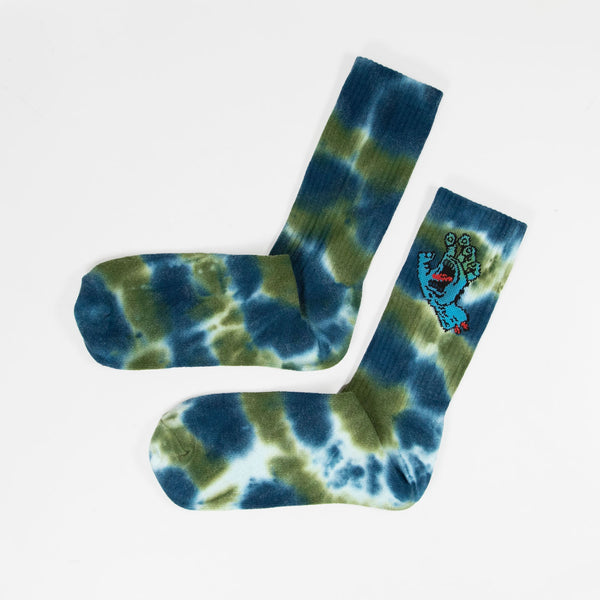 Santa Cruz - Screaming Hand Tie Dye Sock - Teal Tie Dye