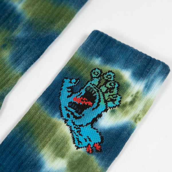 Santa Cruz - Screaming Hand Tie Dye Sock - Teal Tie Dye