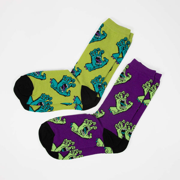 Santa Cruz - Multi Hand Socks (2 Pack) - Purple / Green