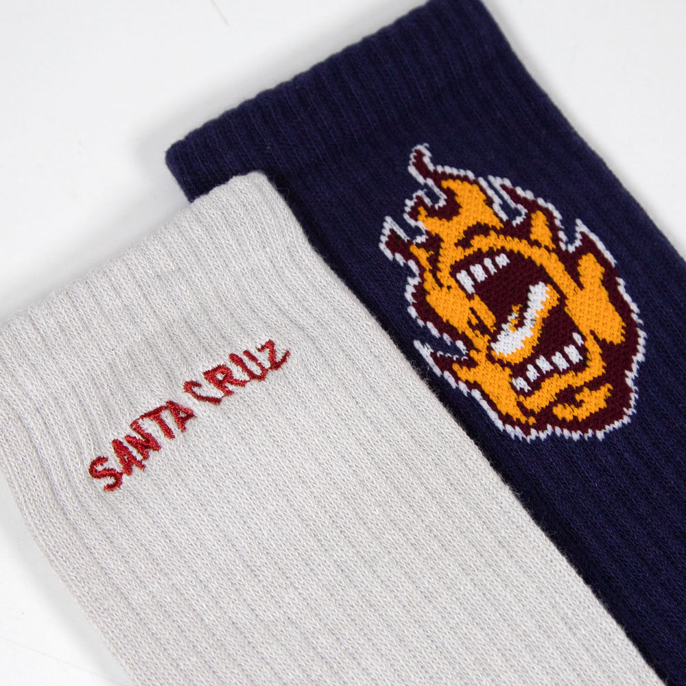 Santa Cruz - Screaming Mini Flame Socks (2 Pack) - Blue / White