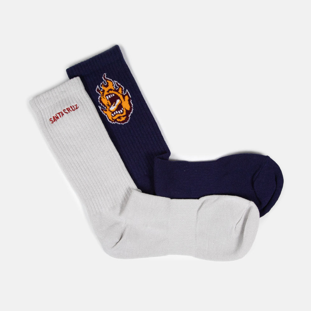 Santa Cruz - Screaming Mini Flame Socks (2 Pack) - Blue / White