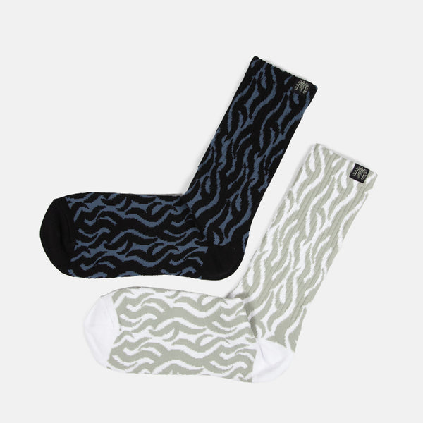 Santa Cruz - (2 Pack) Tribal Socks - Black & Grey / White & Taupe
