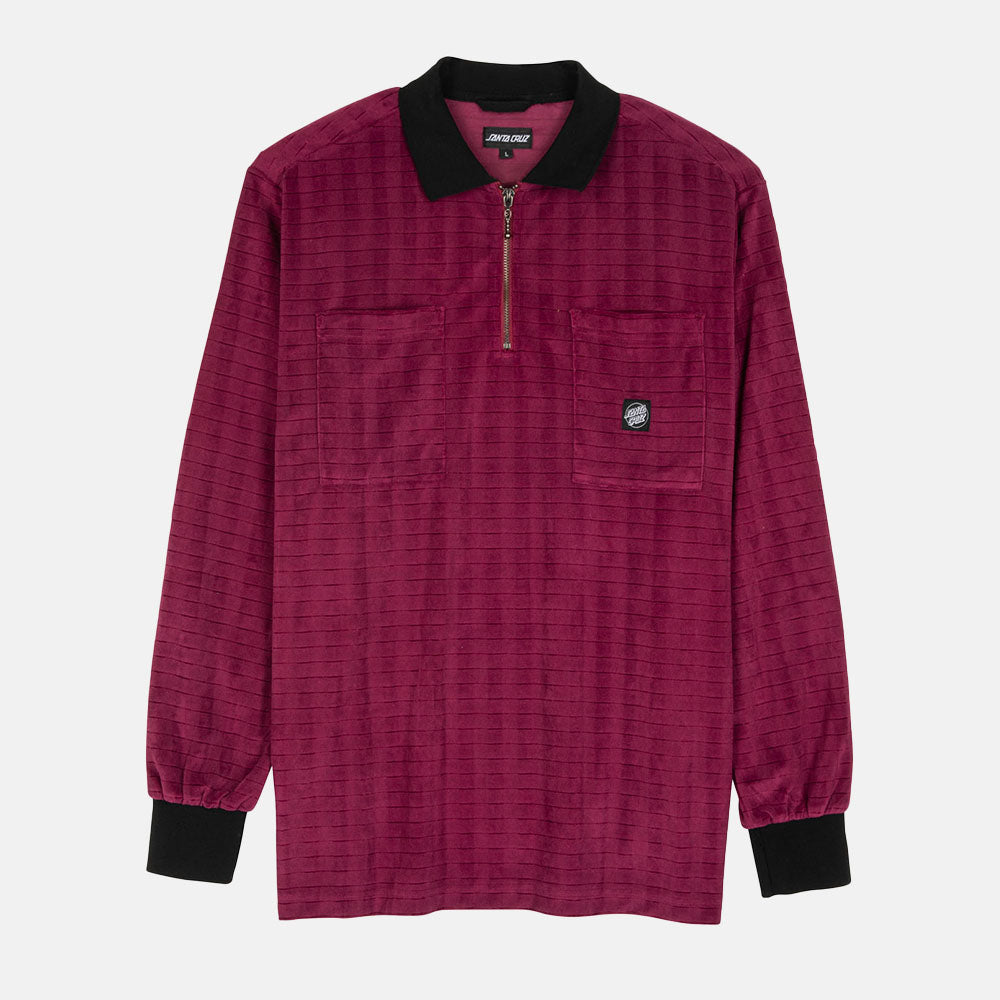 Santa Cruz - Capo II Velour Zip Longsleeve Polo Shirt - Dusty Rose