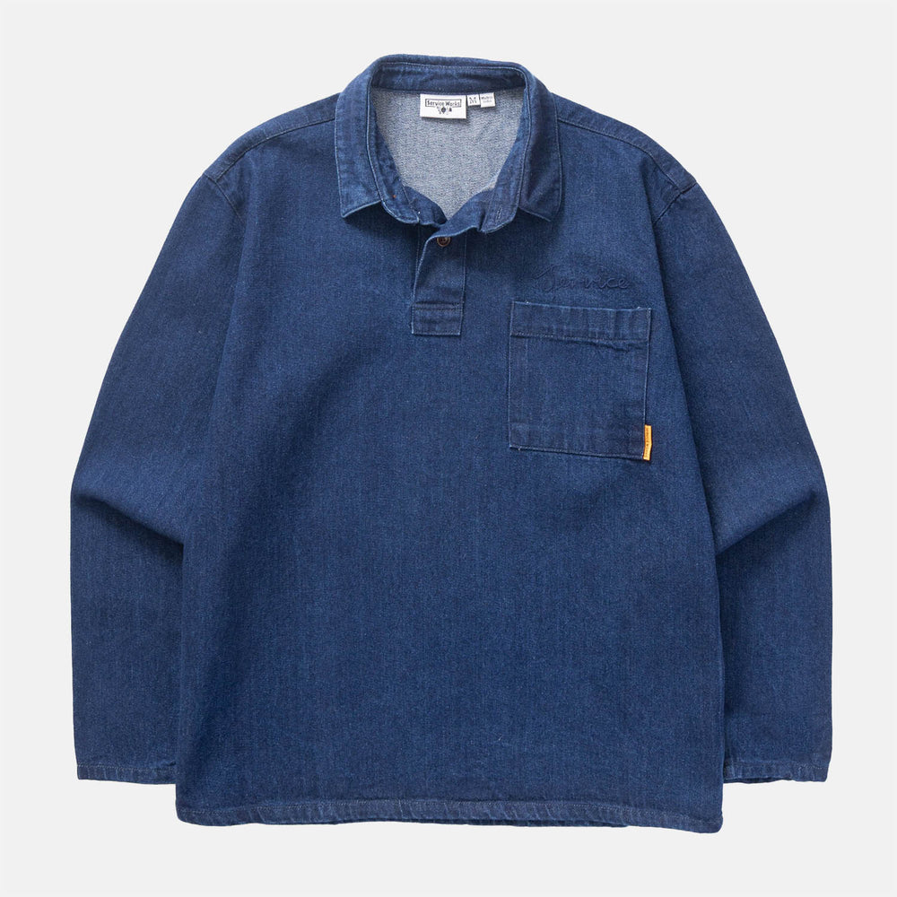 Service Works - Denim Script Popover Pullover Shirt - One Wash