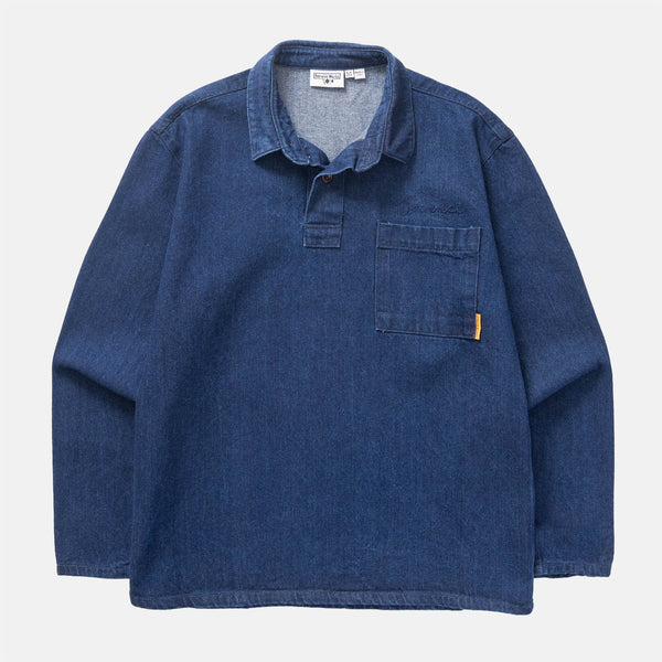 Service Works - Denim Script Popover Pullover Shirt - One Wash