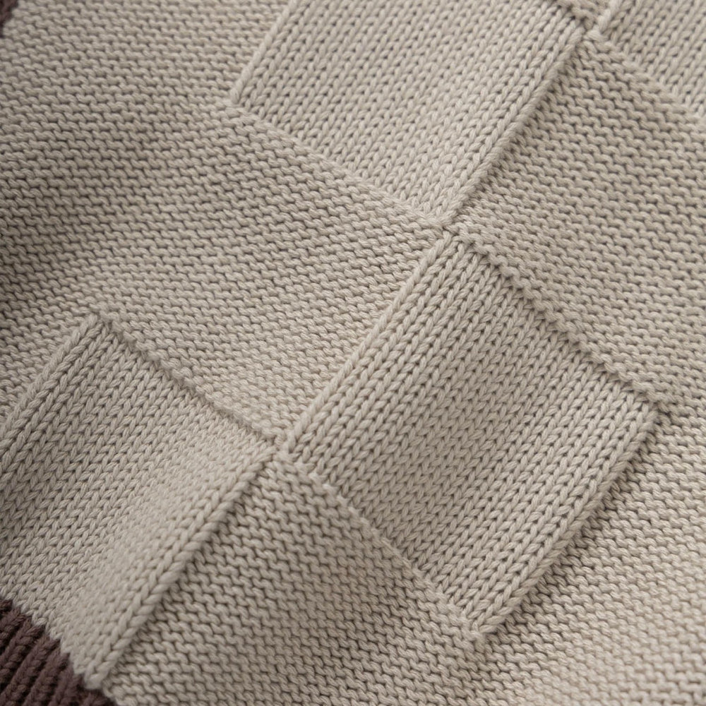 Service Works - Check Panel Knitted Cardigan - Mushroom