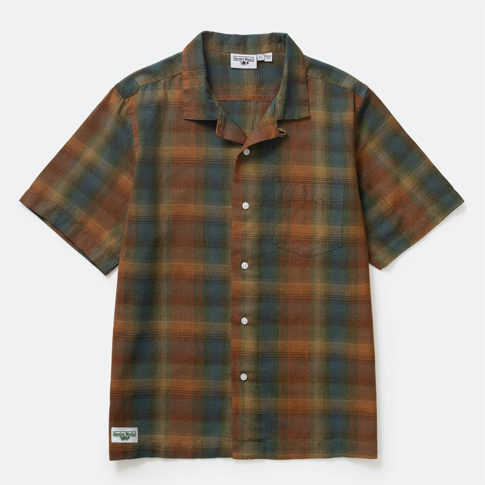 Service Works - Plaid Resort Short Sleeve Shirt - Brown