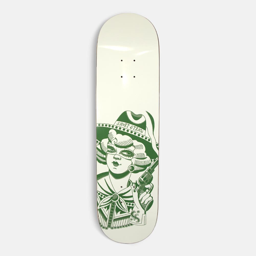 Short Straw - 8.375" Rockett Skateboard Deck - Ecru / Green