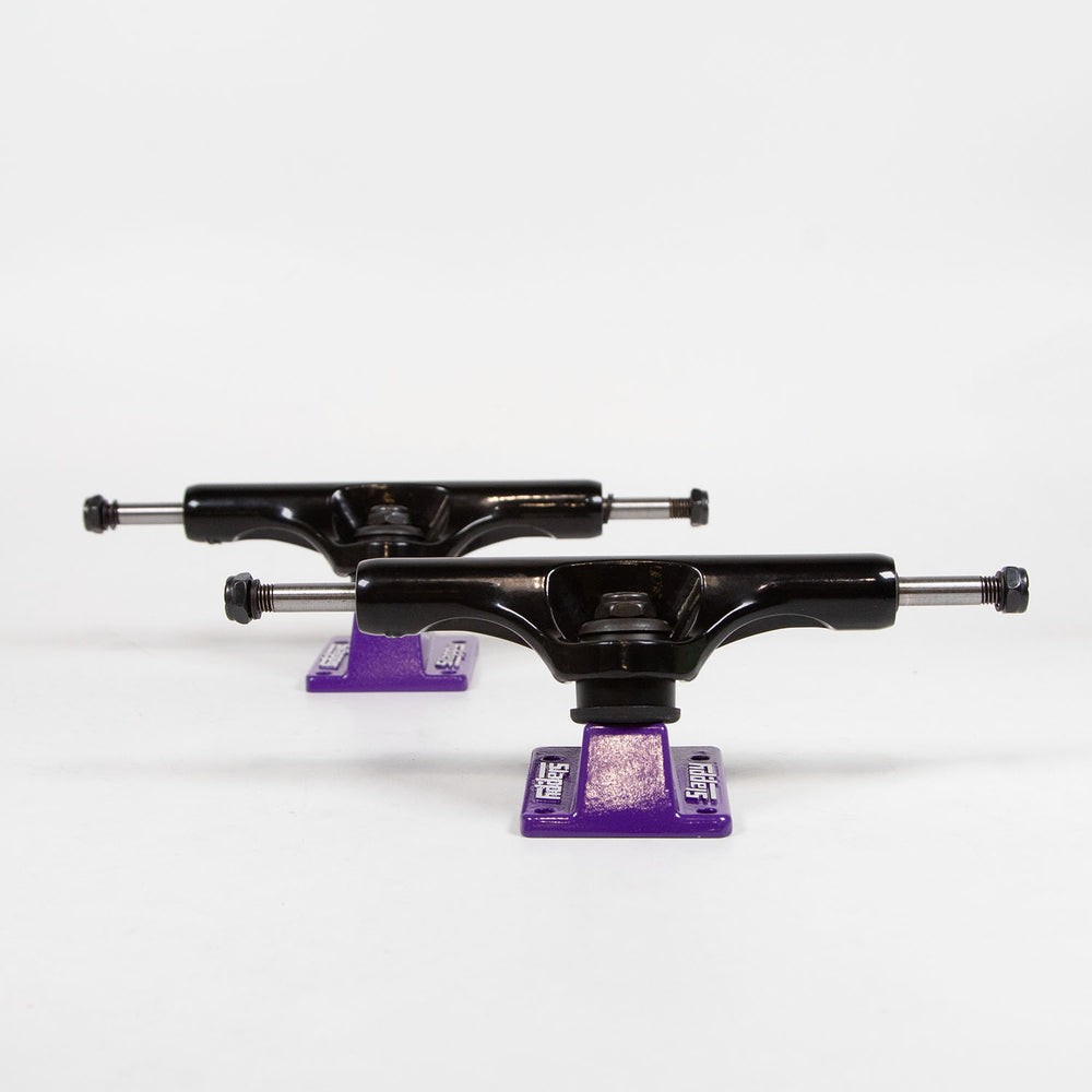 Slappy Trucks - (Pair) 8.5" ST1 Hollow Bam Skateboard Trucks - Black / Purple
