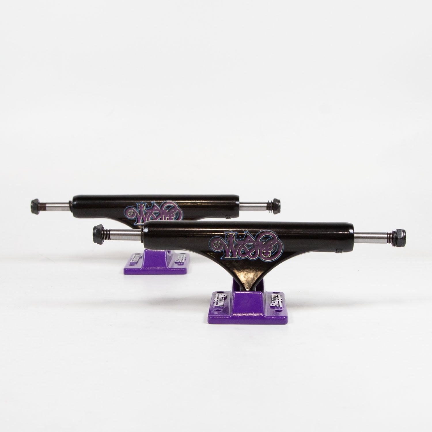Slappy Trucks - (Pair) 8.5" ST1 Hollow Bam Skateboard Trucks - Black / Purple