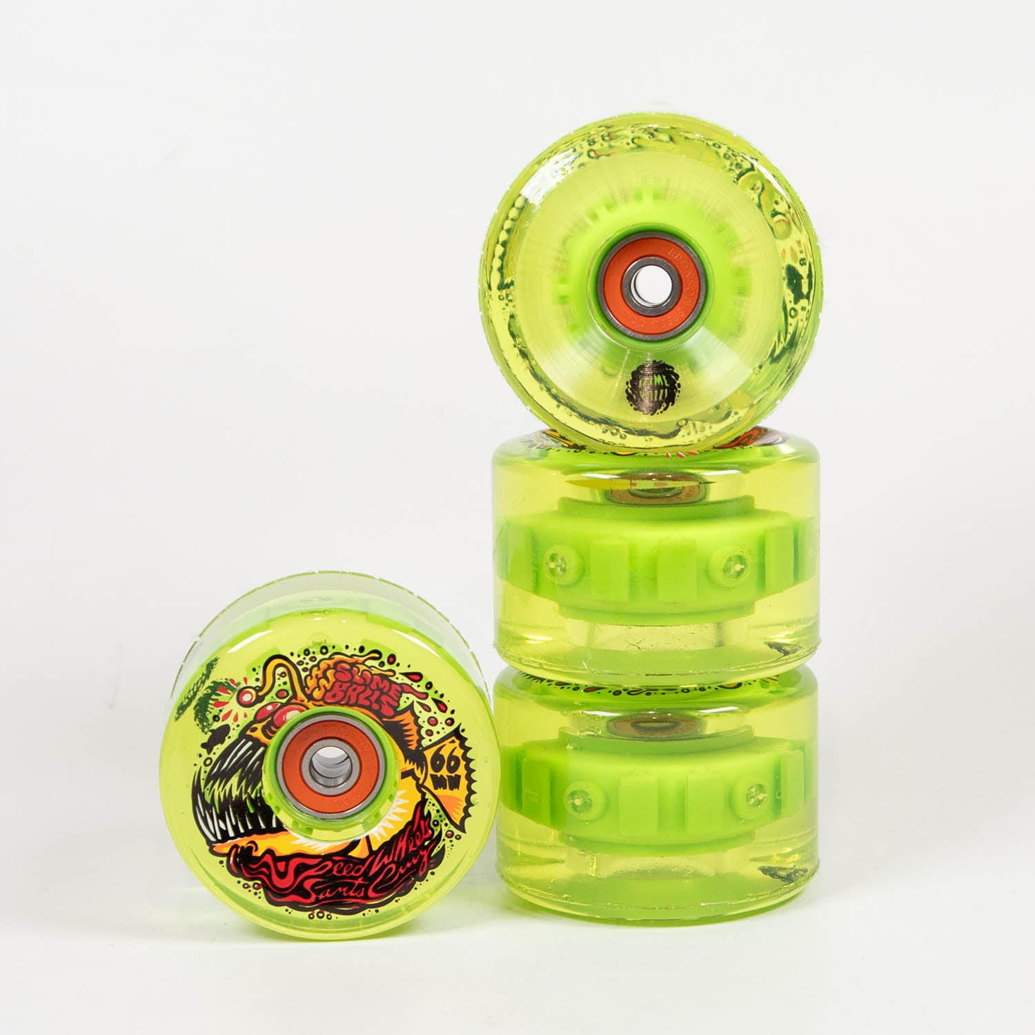 Slime Balls - 66mm (78a) Angler Light Ups OG Skateboard Wheels - Neon Green