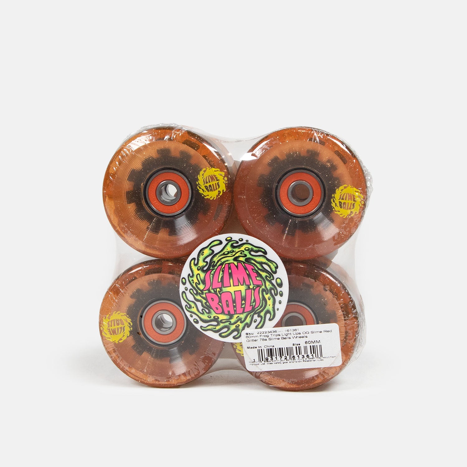 Slime Balls - 60mm (78a) Frog Trips Light Ups OG Skateboard Wheels - Red