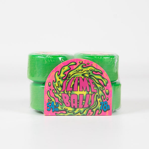 Santa Cruz - 54.5mm (78a) Mini OG Slime Balls Skateboard Wheels - Green / Pink