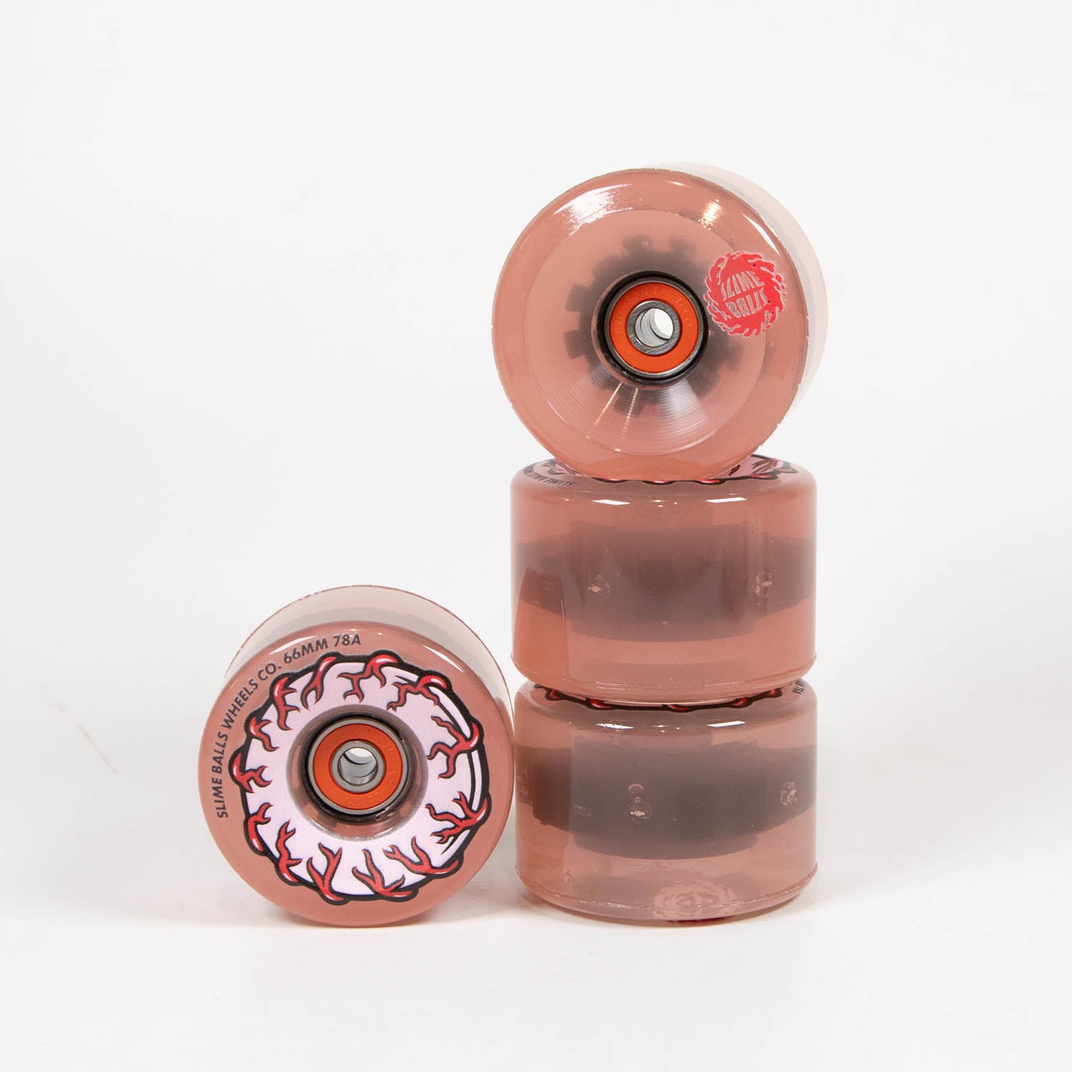 Slime Balls - 66mm (78a) Pink Eyes Light Ups OG Skateboard Wheels - Pink