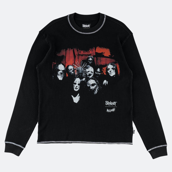 Welcome Skateboards - Slipknot Mask Contrast Stitch Thermal Longsleeve T-Shirt - Black