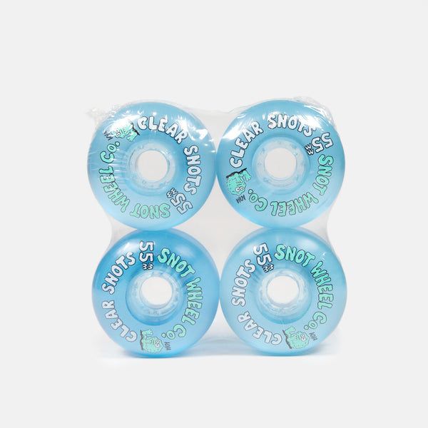 Snot Wheels Co. - 55mm (101a) Clear Snots Skateboard Wheels - Blue