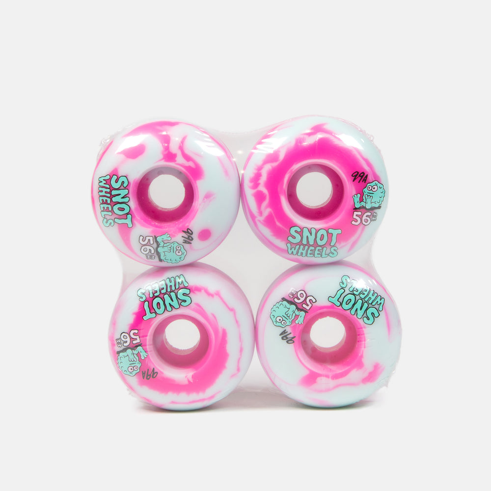Snot Wheels Co. - 56mm (99a) Swirls Skateboard Wheels - Pink / Teal