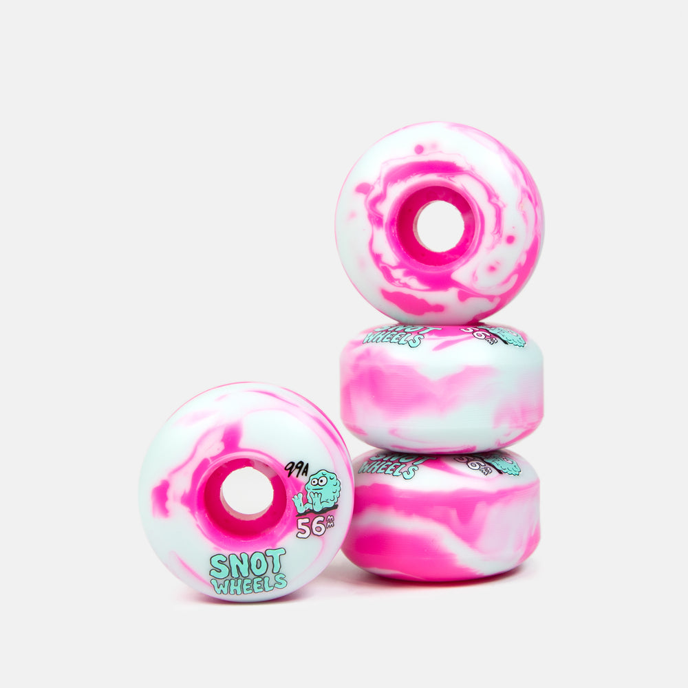 Snot Wheels Co. - 56mm (99a) Swirls Skateboard Wheels - Pink / Teal