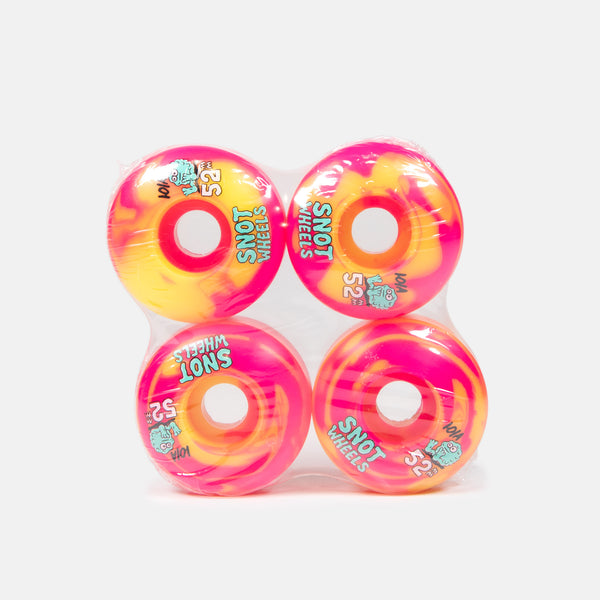 Snot Wheels Co. - 52mm (101a) Swirls Skateboard Wheels - Pink / Yellow