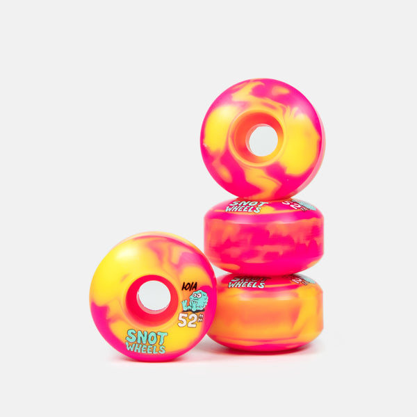 Snot Wheels Co. - 52mm (101a) Swirls Skateboard Wheels - Pink / Yellow