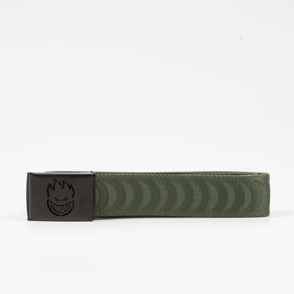 Spitfire - Bighead Cut Out Crescent Jacquard Belt - Olive / Black
