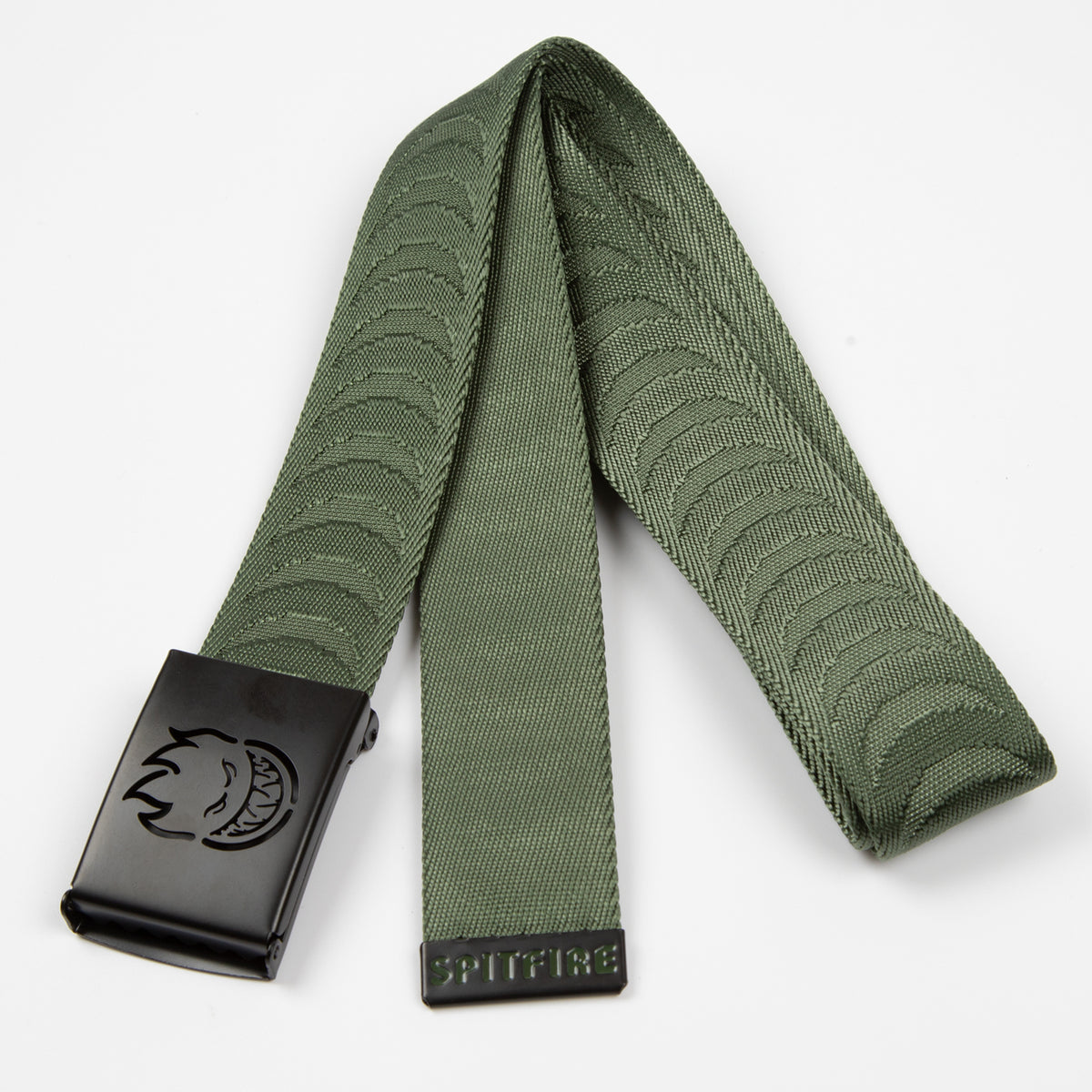 Spitfire - Bighead Cut Out Crescent Jacquard Belt - Olive / Black
