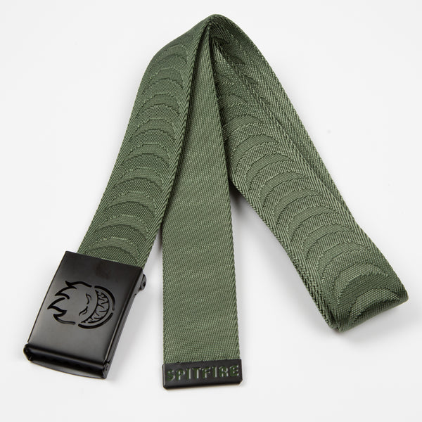 Spitfire - Bighead Cut Out Crescent Jacquard Belt - Olive / Black