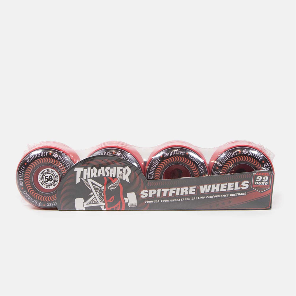 Spitfire - 58mm (99a) Thrasher Oath Formula Four Radial Full Skateboard Wheels - Red