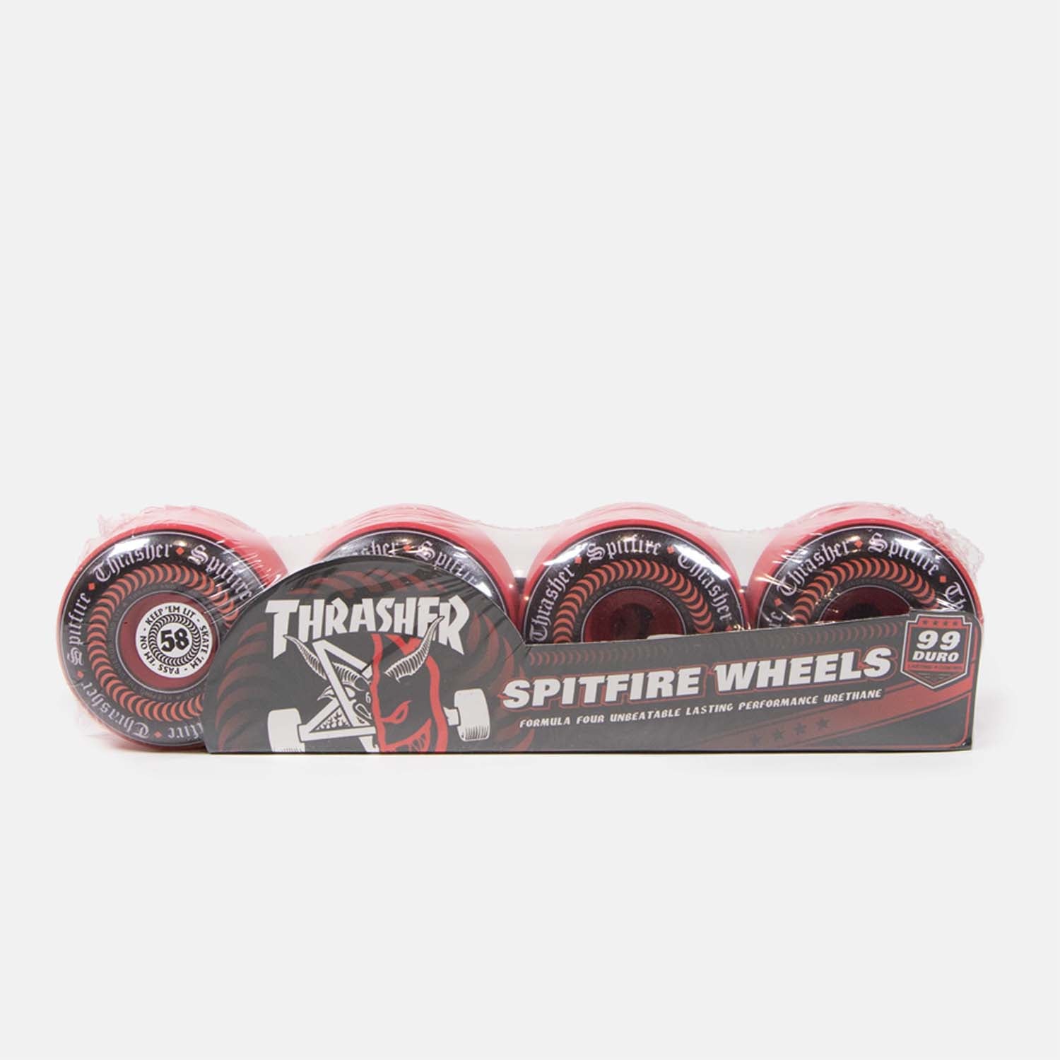 Spitfire - 58mm (99a) Thrasher Oath Formula Four Radial Full Skateboard Wheels - Red