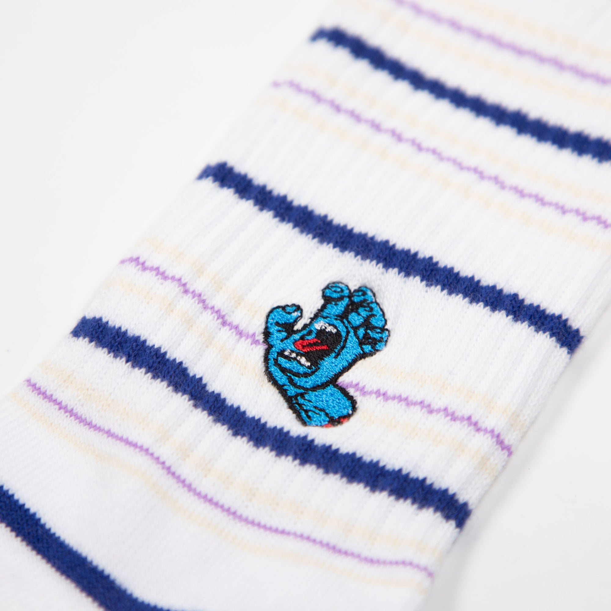 Santa Cruz - Screaming Mini Hand Stripe Socks - White