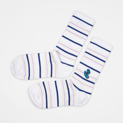 Santa Cruz - Screaming Mini Hand Stripe Socks - White
