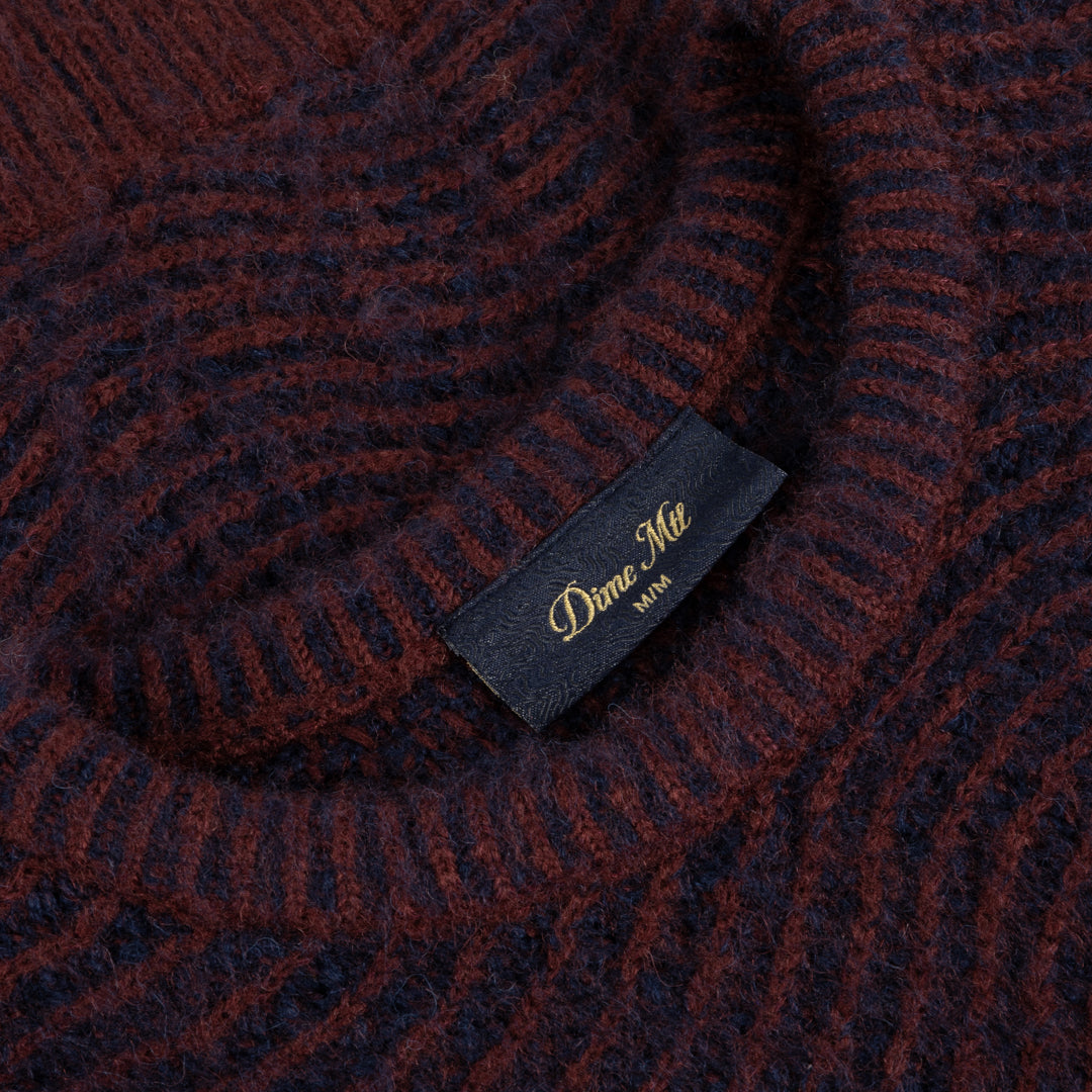 Dime MTL - Mohair Wave Knitted Jumper - Burgundy | Welcome Skate Store