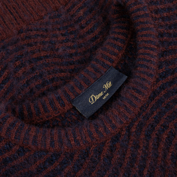 Dime MTL - Mohair Wave Knitted Jumper - Burgundy
