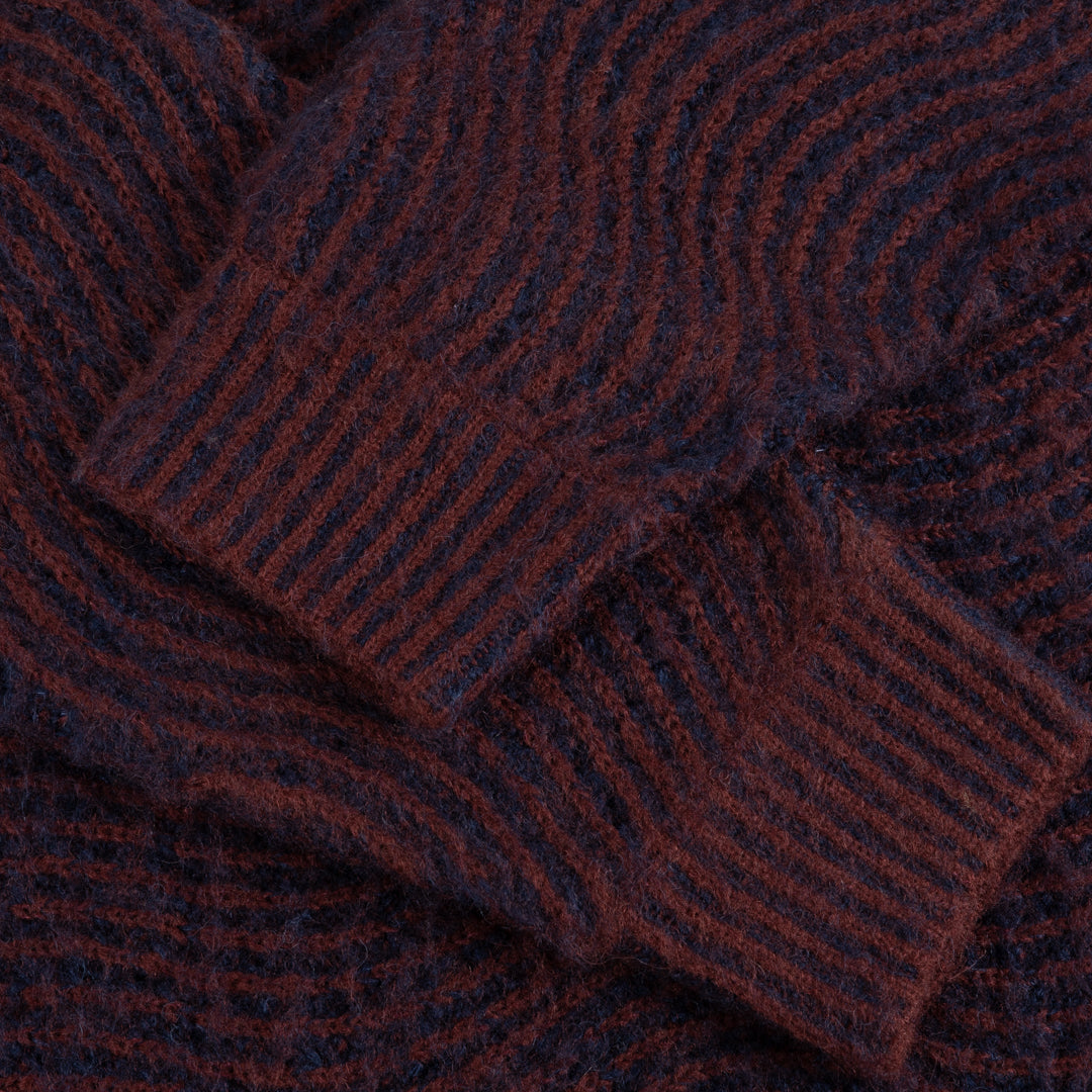 Dime MTL - Mohair Wave Knitted Jumper - Burgundy