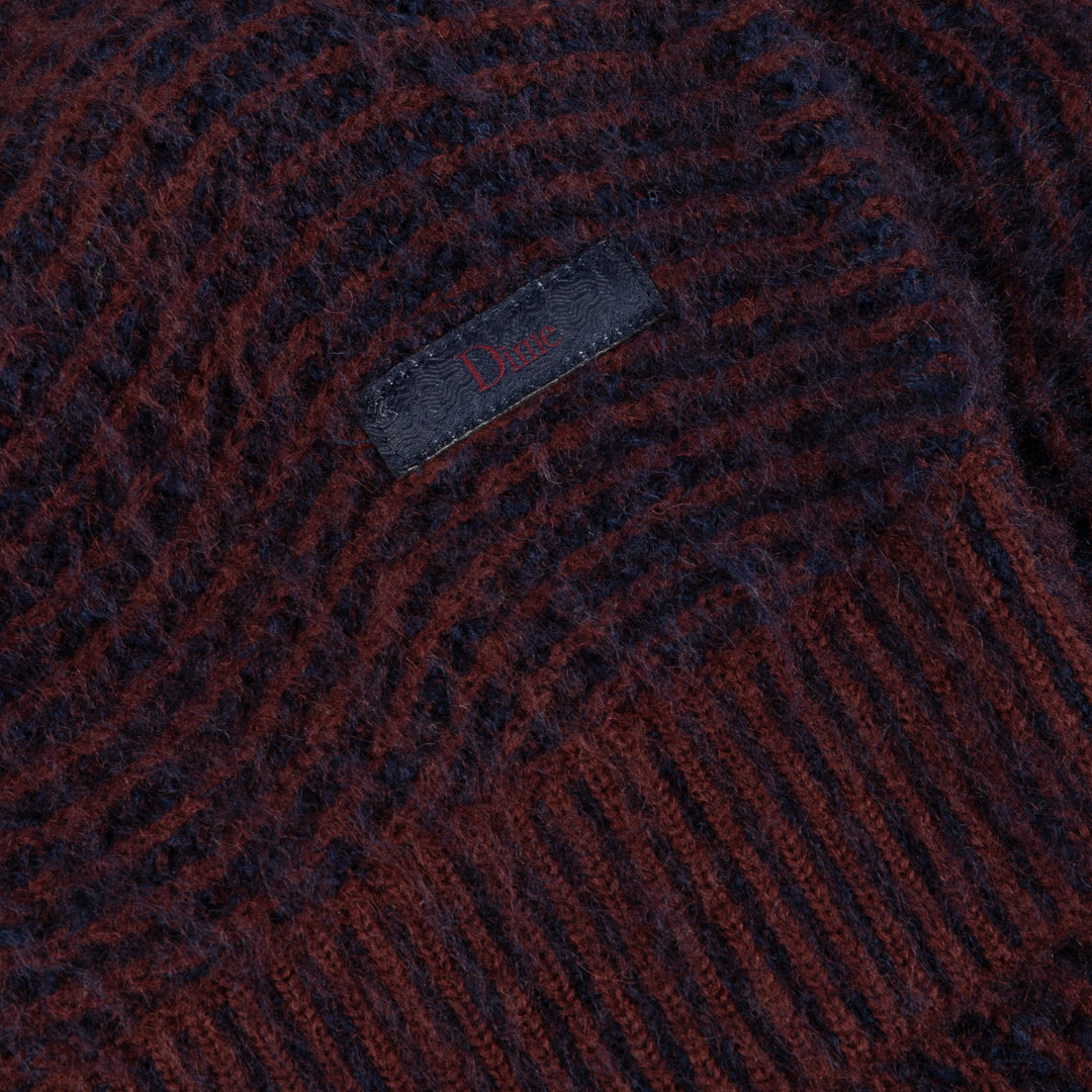 Dime MTL - Mohair Wave Knitted Jumper - Burgundy | Welcome Skate Store