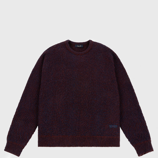 Dime MTL - Mohair Wave Knitted Jumper - Burgundy