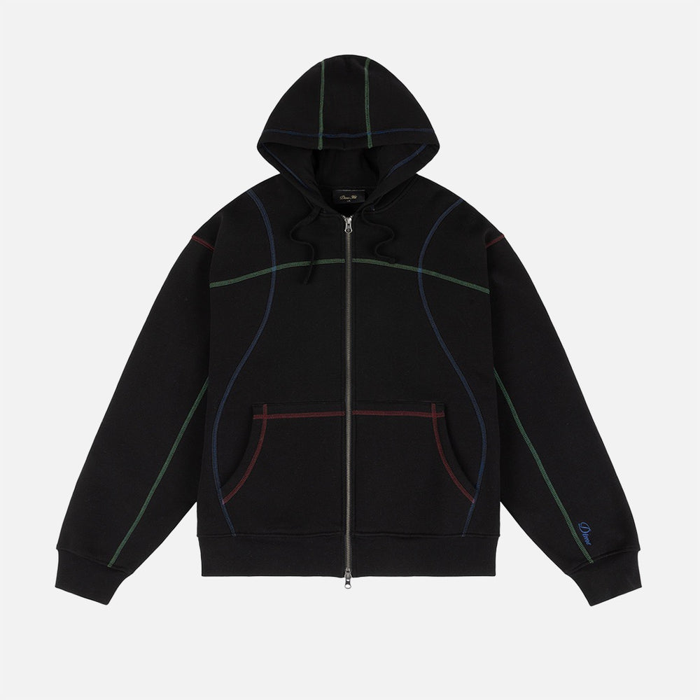 Dime MTL - Court Zip Hooded Sweatshirt - Black / Multi