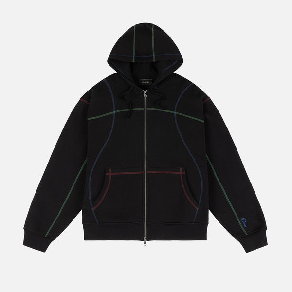 Dime MTL - Court Zip Hooded Sweatshirt - Black / Multi