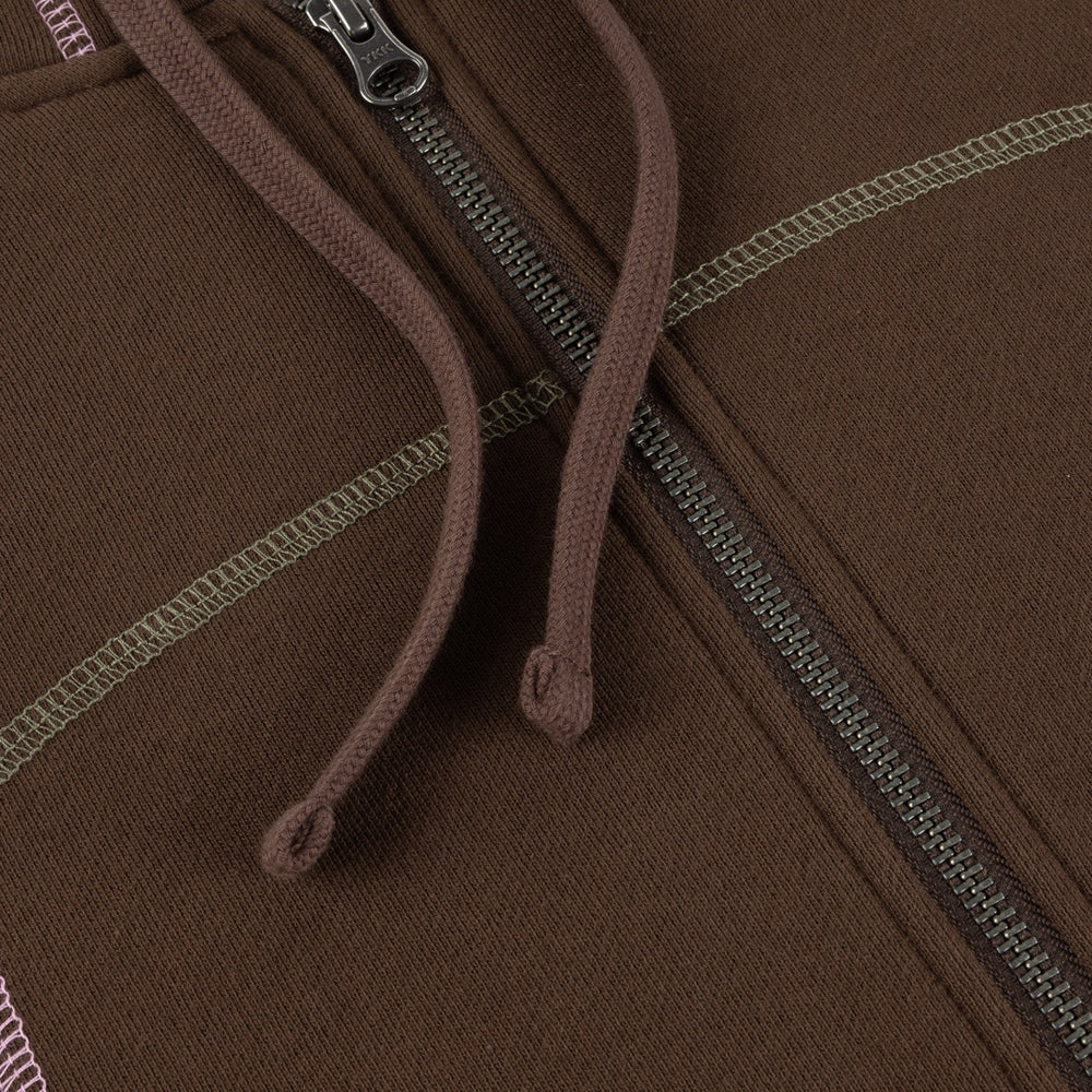 Dime MTL - Court Zip Hooded Sweatshirt - Brown / Multi