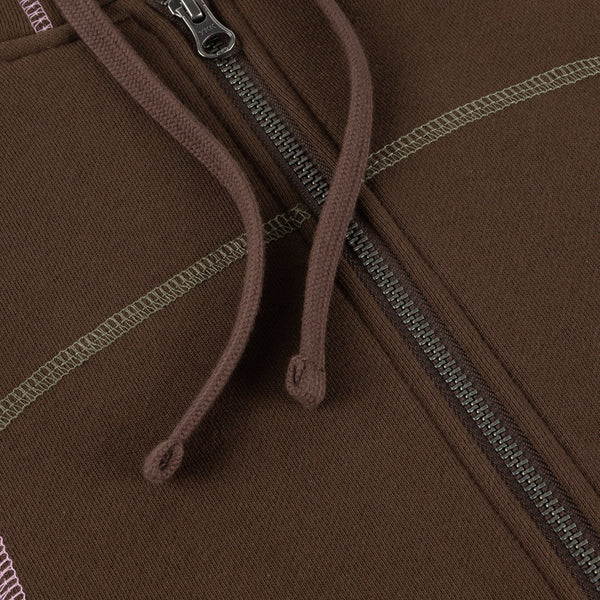 Dime MTL - Court Zip Hooded Sweatshirt - Brown / Multi