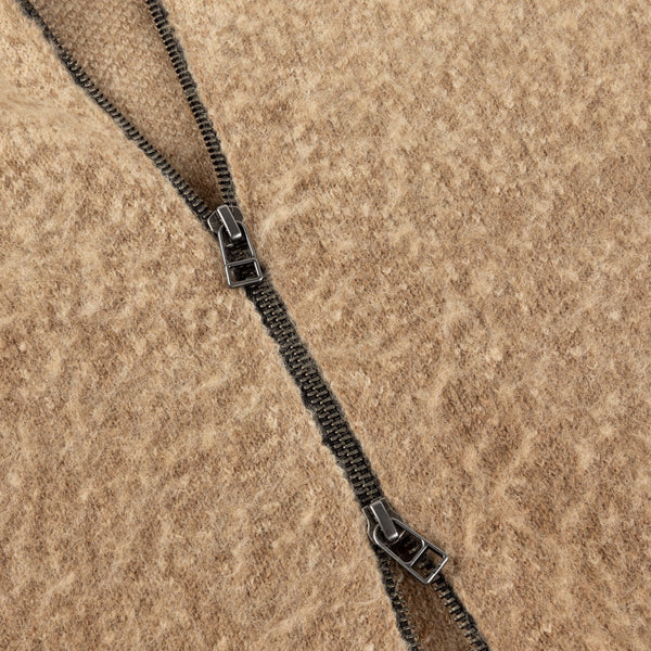 Dime MTL - Mohair Double Zip Knitted Cardigan - Camel