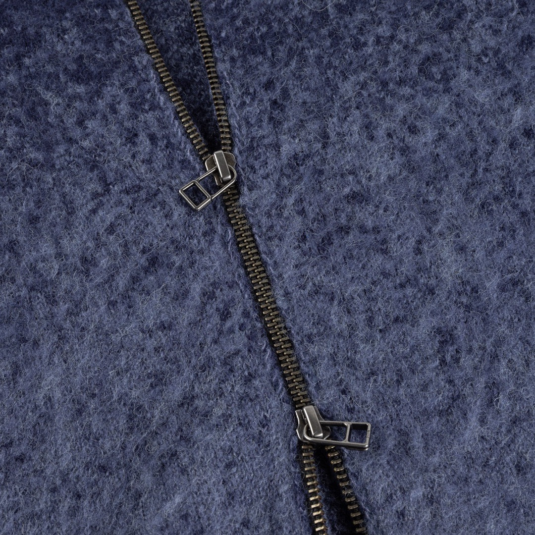 Dime MTL - Mohair Double Zip Knitted Cardigan - Midnight Blue