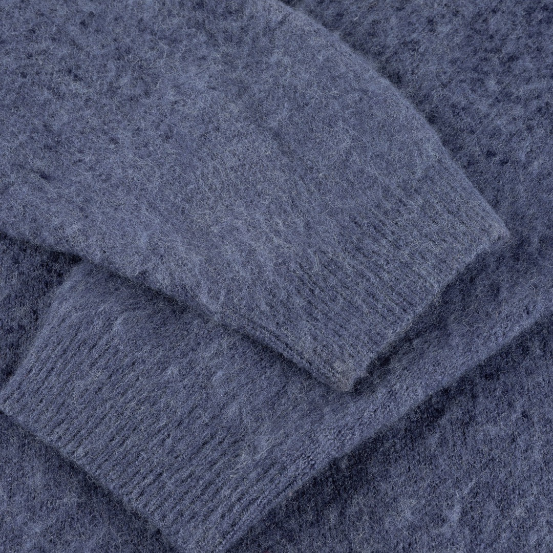 Dime MTL - Mohair Double Zip Knitted Cardigan - Midnight Blue