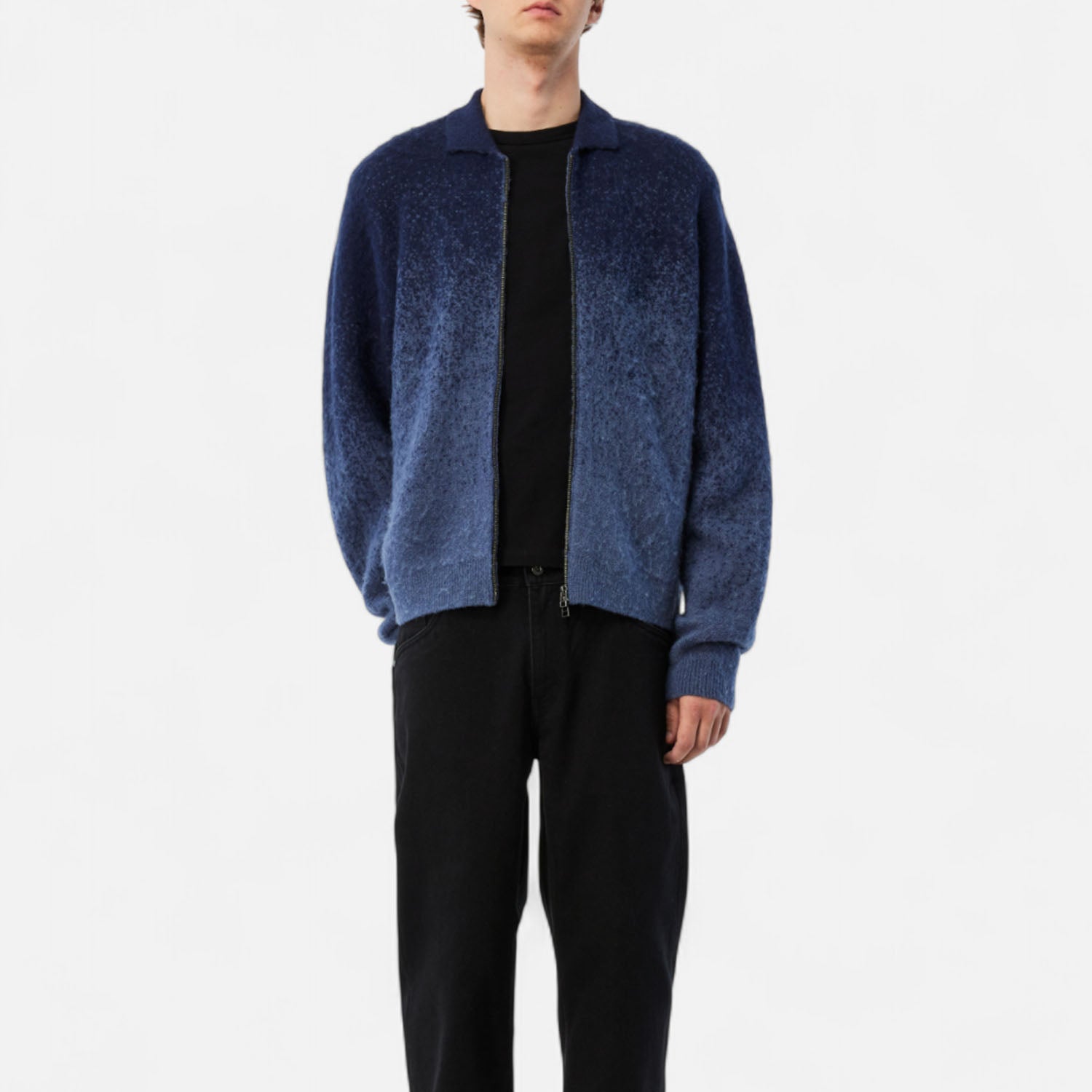 Dime MTL - Mohair Double Zip Knitted Cardigan - Midnight Blue